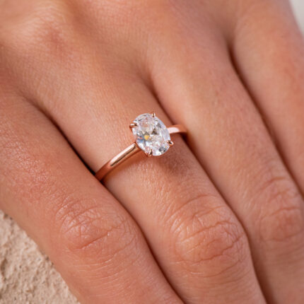 Oval Cut Rose Gold 1.4 Carat Simulated Diamond Solitaire Ring