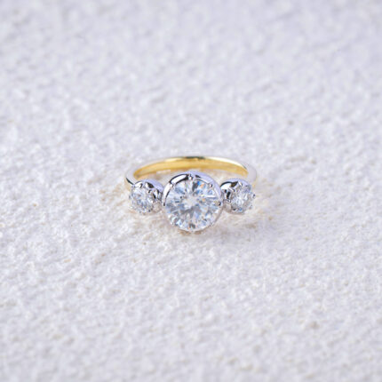 Triple Round Cut Moissanite Diamond Ring