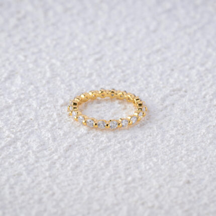 Full Round Moissanite Diamond Wedding Band