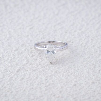 3.0 CT Pear Cut Moissanite Ring - Silver