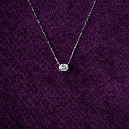 2.0 Ct Oval Cut Moissanite Necklace - Gold